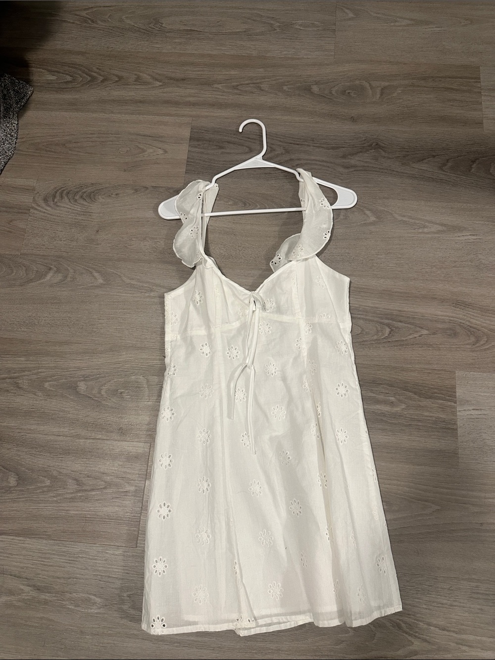 Princess Polly White Eyelet Ruffle Mini Dress